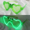 Green heart-shaped LED shutter glasses for music festivals and party decorations - Heart / Green
