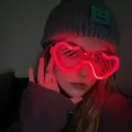 Red heart-shaped LED shutter glasses for parties with glowing light effects - Heart / Red