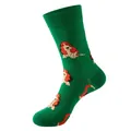 Green mid-calf socks with repeating cartoon Basset Hound dog patterns and ribbed cuffs - Green Cavalier King Charles Spaniel