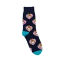 Chaussettes bleues avec motifs de chiens corgis, cœurs roses et pointes bleu sarcelle - Corgi Cœur