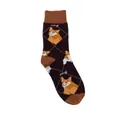 Chaussettes mi-mollet noires avec motifs corgi et détails marron au talon et orteil - Corgi Noir et Marron