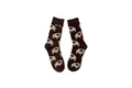 Chaussettes mi-mollet marron avec motifs carlins mignons et poignets côtelés - Carlin Brun