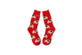 Chaussettes mi-mollet en coton rouge avec motifs de carlin mignons et bords côtelés - Carlin Rouge