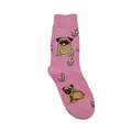 Chaussettes roses à mi-mollet avec imprimés mignons de carlin et de thé boba - Carlin Rose