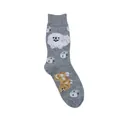 Chaussettes gris foncé avec motifs de chiens mignons et dés pour un style urbain - Pékinois Gris