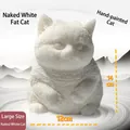 Large 14cm white cat squishy stress relief toy with realistic fur texture and fat kitten shape - Matte White Cat (Large/DIY Painting)