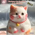 Washable 14cm flocked silicone calico cat squeeze toy for stress relief and office decor - Lucky Chubby Cat (Large/With Accessories)