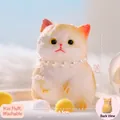 8.5cm light orange and white plush cat squishy toy with pearl necklace accessory - Orange-colored Chubby Cat Plush Toy Approximately 130g [baby And Maternity Grade] Includes [accessories] / Individual Packaging