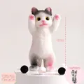 Standing grey and white 12cm plush cat toy figurine with soft flocked texture and furry tail - Hands Up American Shorthair Cat (Gray)