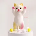 Three-color 12cm flocked cat squeeze toy with fluffy texture and cute standing pose - Raise Your Hand Chubby Yellow Cat Approx. 130g [baby Grade] Bouncy Soft Rubber To Squeeze. / Individual Packaging