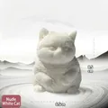 Matte white cat stress relief figurine in a sitting pose, height 8.5cm and width 6.5cm - Matte White Cat (Small/DIY Painting)