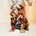 Figura de bulldog colorida con diseño geométrico para decoración de escritorio moderna - Enchufe USB / Lámpara de perro mágico G
