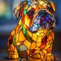 Lámpara de Bulldog Francés en resina de colores estilo Tiffany con luz cálida - Enchufe USB / Lámpara de perro mágica Q