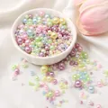 Mixed macaron color ABS faux pearls with holes for DIY jewelry and beaded accessories - Diameter 3-8mm Hole Approx 1mm 50g/Bag Approx 750 Pcs / Macaron Color