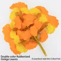 Artificial bi-color yellow ginkgo leaves, 58cm tall with 25 leaves per stem in 12-pack - Glue-coated Two-tone Ginkgo Leaf