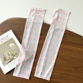 Pink and blue floral pattern sun protection cooling sleeves for outdoor summer cycling - One Size