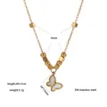 Golden butterfly pendant necklace made of 304 stainless steel with iridescent wings - White Shell Butterfly (XKN0511)