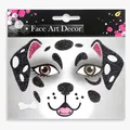 Sparkling Dalmatian face art sticker set with black glitter spots and pink ear accents - Animal Dalmatian Dog