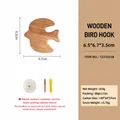 Bird shaped acacia wood wall hook with natural grain including mounting hardware - Acacia Wood Flying Bird Hook