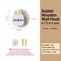 Cute bunny shaped solid beech wood wall hook with colorful printed rabbit face pattern - Color Printed Rabbit Hook