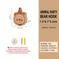 Wooden bear wall hook in natural finish, cute animal design with mounting accessories - Animal Party Bear Hook