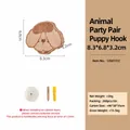 Cute puppy shaped solid wood hook with natural grain including mounting screws - Animal Party Dog Hook