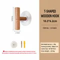 T-shaped red oak wall hook with dimensions and mounting accessories for home storage - T-Shape Red Oak Wood Hook
