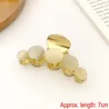 Pince à cheveux dorée 7 cm avec pierres opales blanches pour coiffures élégantes - Pierre Œil de Chat Or (7cm)