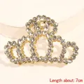 Pince à cheveux couronne dorée avec strass blancs, longueur environ 7cm de long - Couronne en Strass Or (7cm)