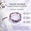 Pulsera artesanal tejida con piedras naturales de amatista púrpura irregulares - Amatista Natural