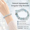 Handmade woven aquamarine gravel stone bracelet with natural light blue crystals - Natural Aquamarine