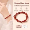Handmade woven bracelet featuring natural red stone chips with a 19cm inner circumference - Natural Red Jasper