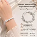 Handmade woven white turquoise stone fragment bracelet with natural texture design - Synthetic White Turquoise