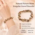 Handmade natural landscape stone chip bracelet with woven cord for a bohemian style - Picture Jasper