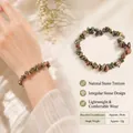 Handmade Unakite chip stone bracelet with natural green and pink mottled minerals - Unakite