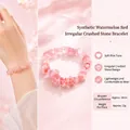 Handmade woven bracelet with pink natural stone chips, 19cm length and 12g weight - Synthetic Watermelon Red