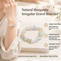 Natural morganite stone stretch bracelet with irregular macaron chips for women - Natural Morganite