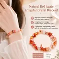 Natural red agate stone chip bracelet with irregular beads and 19cm perimeter length - Natural Red Agate