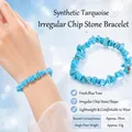 Blue synthetic turquoise stone bead bracelet with 19cm circumference and 12g weight - Synthetic Blue Turquoise