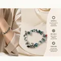 Handmade bracelet with multi-color natural raw stone chips on elastic cord - Natural Indian Agate