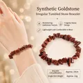 Sparkling reddish-brown goldstone chip bead bracelet with 19cm handmade woven cord - Synthetic Goldstone