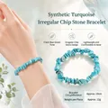 Handmade synthetic turquoise gravel bracelet with irregular stones on 19cm braided cord - Synthetic Turquoise
