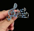 Luxury musical note brooch featuring blue crystals on a silver treble clef design - Blue Gradient Clef (4.6x5.5cm)