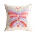 Pink and purple ruffled 3D butterfly pillow cover with peach piping decoration - Pink Tape Embroidery Butterfly Case (Cover Only) / 18x18 Inch