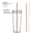 590ml Tritan Trinkbecher in Milchtee-Farbe mit Edelstahl-Reinigungsbürste Set - 590ml / Milchteefarbe