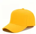 Bright yellow solid color five-panel baseball cap with a classic curved brim design - Adjustable / Yellow Coarse Texture Five-Panel Blank