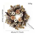 Autumn wreath with sunflowers, white pumpkins, and maple leaves, 45cm diameter size - Feather White Pumpkin Wreath