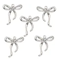 Five pieces of shiny silver hollow bow pendants for DIY necklace and bracelet jewelry making - No. 28 Bowknot-Silver-22*25mm