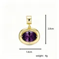 Oval purple crystal birthstone pendant in gold finish, 2.0cm x 1.6cm jewelry accessory - February Amethyst - Gold