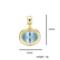 Oval light blue gemstone pendant in gold-tone setting for DIY birthstone jewelry - March Aquamarine - Gold